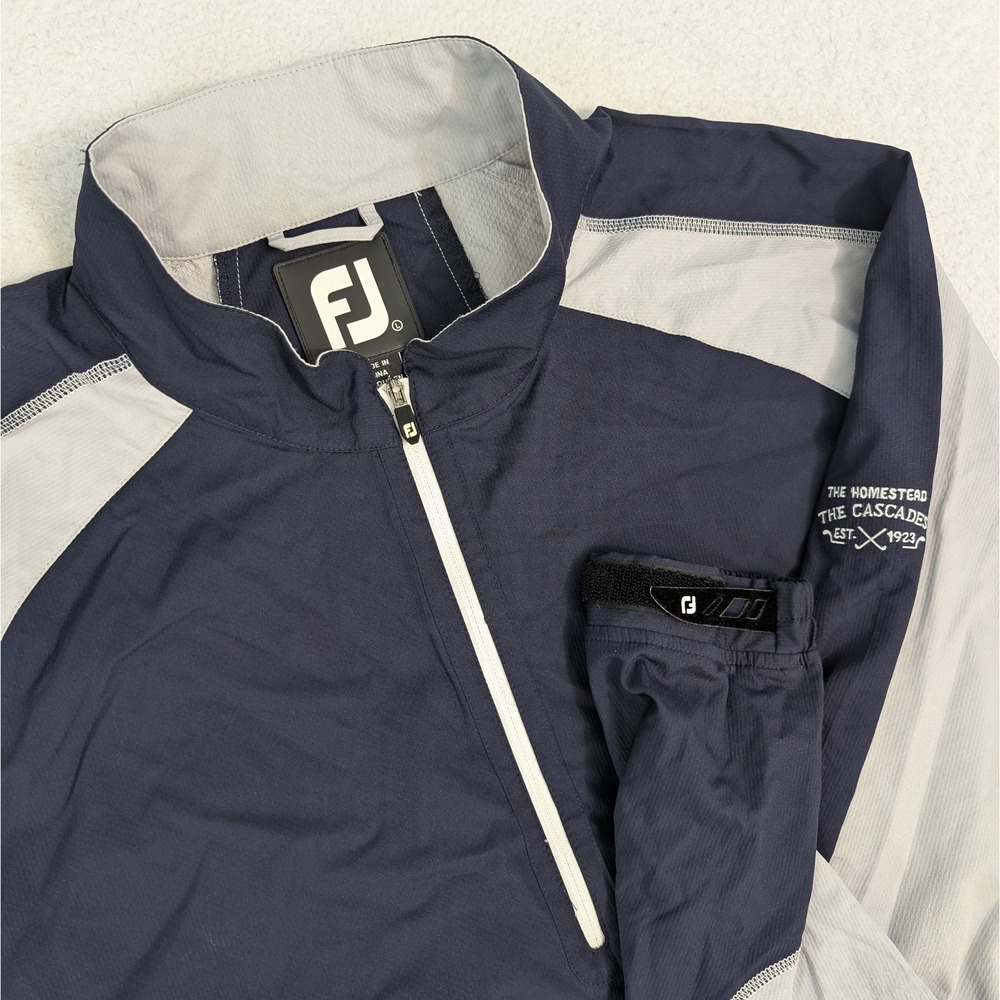 Footjoy FJ Blue‎ Gray Windbreaker 1/2 Zip The Homestead Cascades Men's L